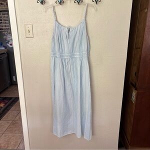 LOFT Blue and White Striped Dress